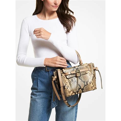 michael kors python hamilton satchel